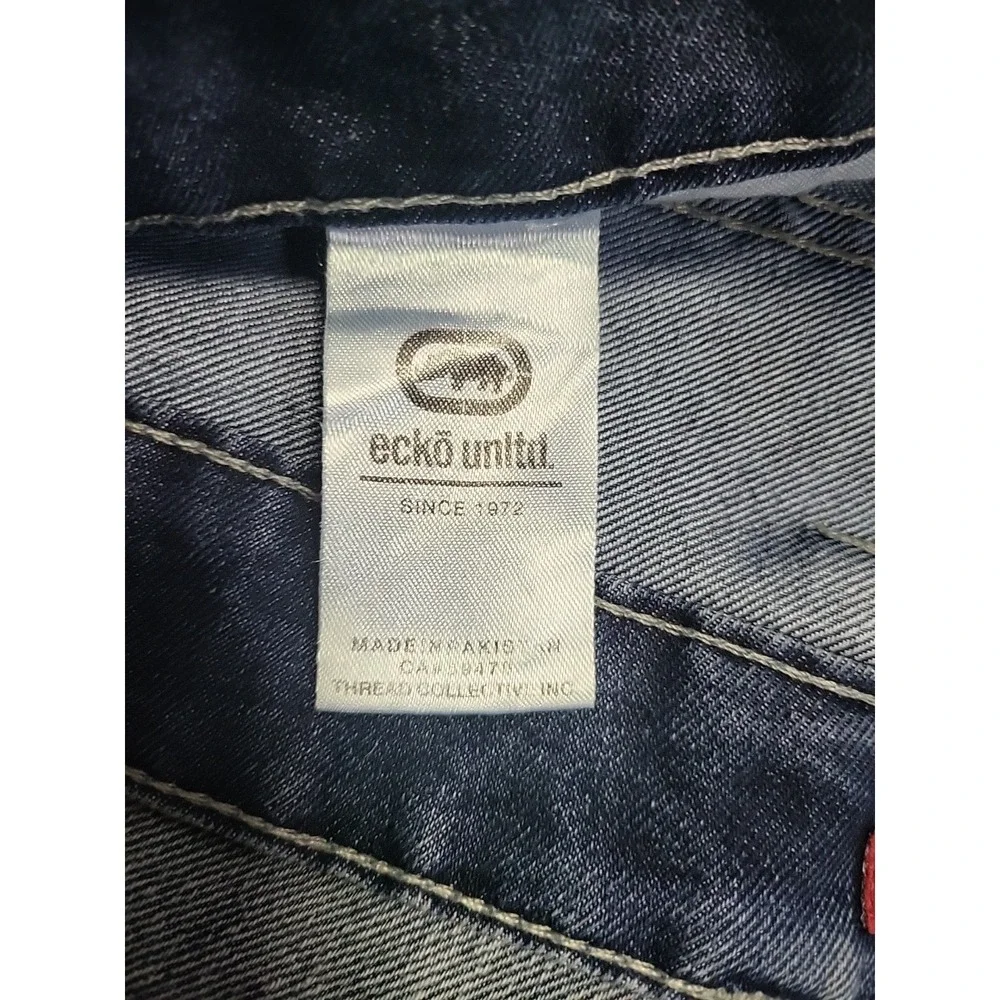 Ecko Unltd Shorts Mens 44 Blue Acid Wash Distressed Jean‎ Denim Bermuda Casual